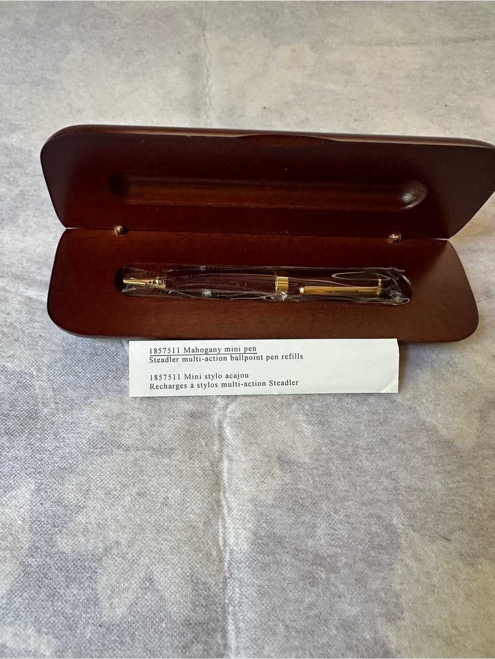 Mahogany Ballpoint Pen with Gold Accents - Multi-Action